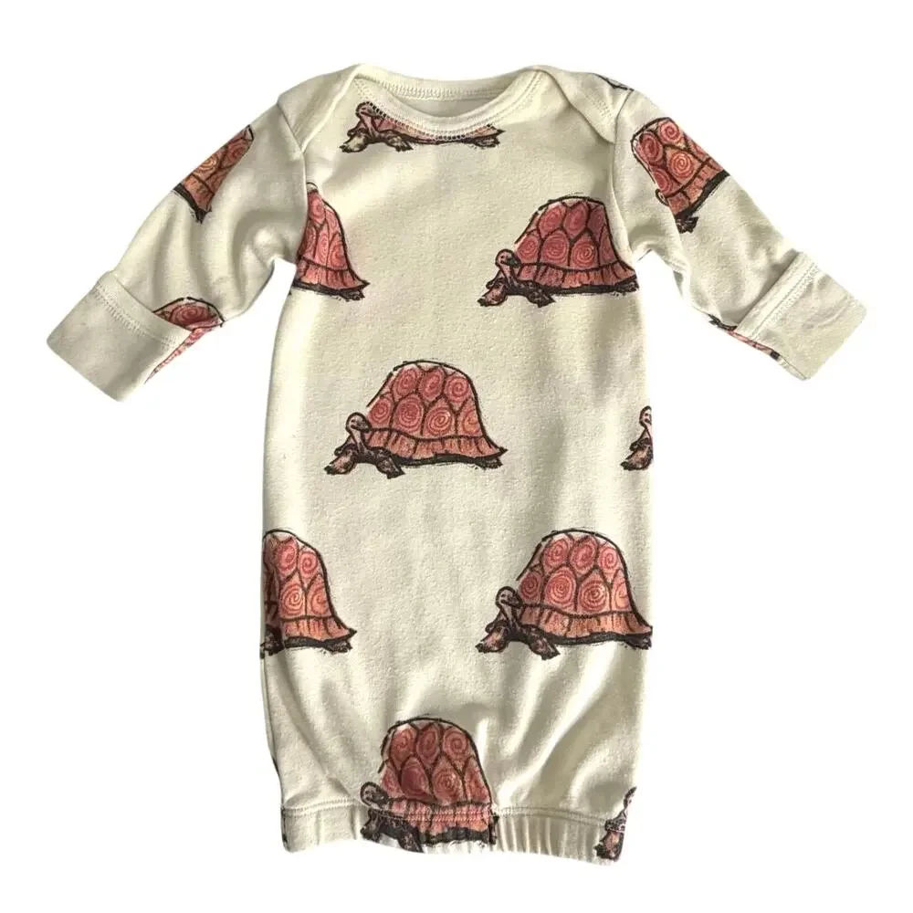 Babysoy newborn sleep gown sack organic cotton size 0-3 months tortoise